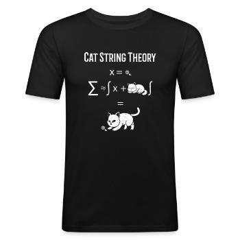 Cat String Theory - Wissenschaften - Männer Slim Fit T-Shirt - Schwarz - Vorne - Nik (191cm)