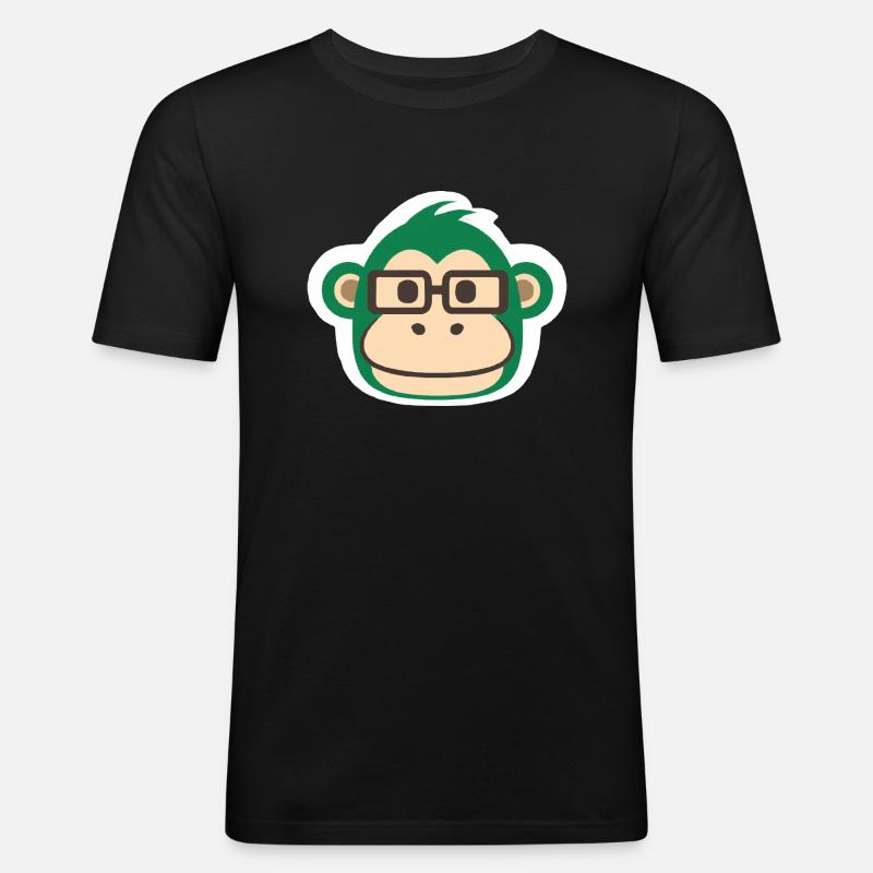 Affe Stickerart - Männer Slim Fit T-Shirt - Schwarz