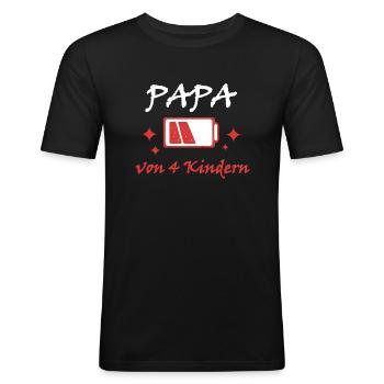 Akku leer Papa von 4 Kindern Vater Vatertag Kind - Männer Slim Fit T-Shirt - Schwarz - Vorne - Nik (191cm)