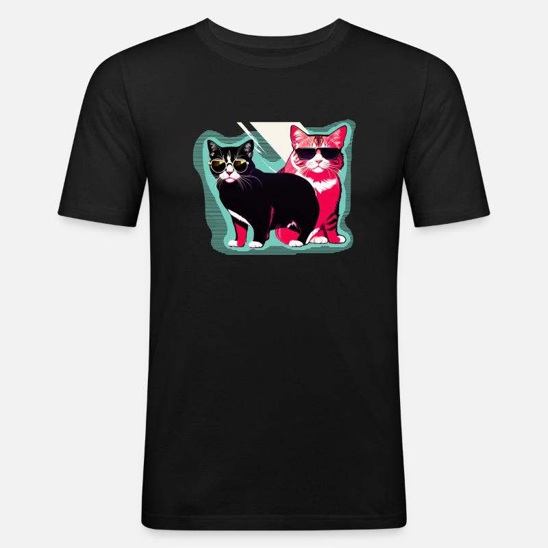 cool cats - Männer Slim Fit T-Shirt - Schwarz