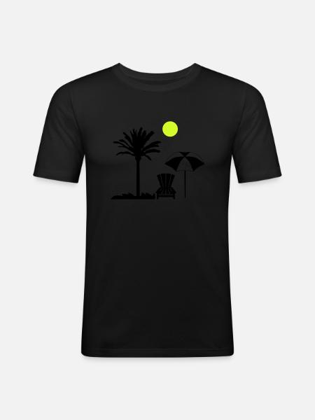 Palm Tree Deck Chair - Men's Slim Fit T-Shirt - black
