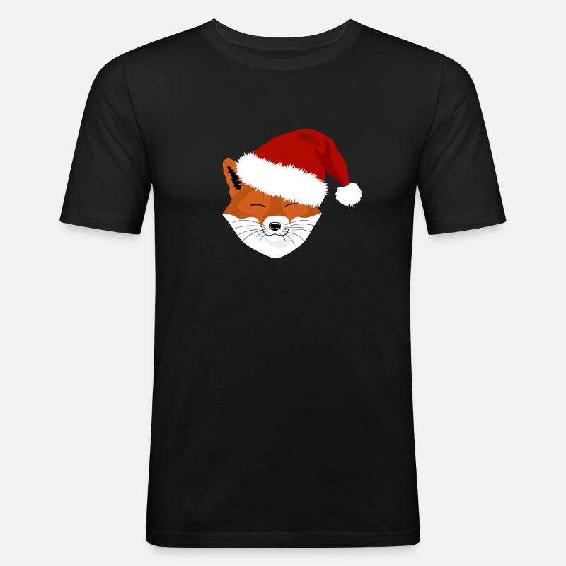 Christmas Fox - Männer Slim Fit T-Shirt - Schwarz