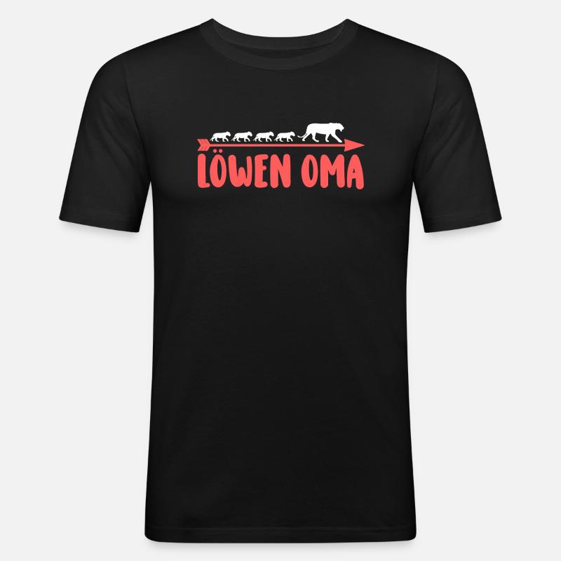 Großmutter Löwen Oma - Männer Slim Fit T-Shirt - Schwarz