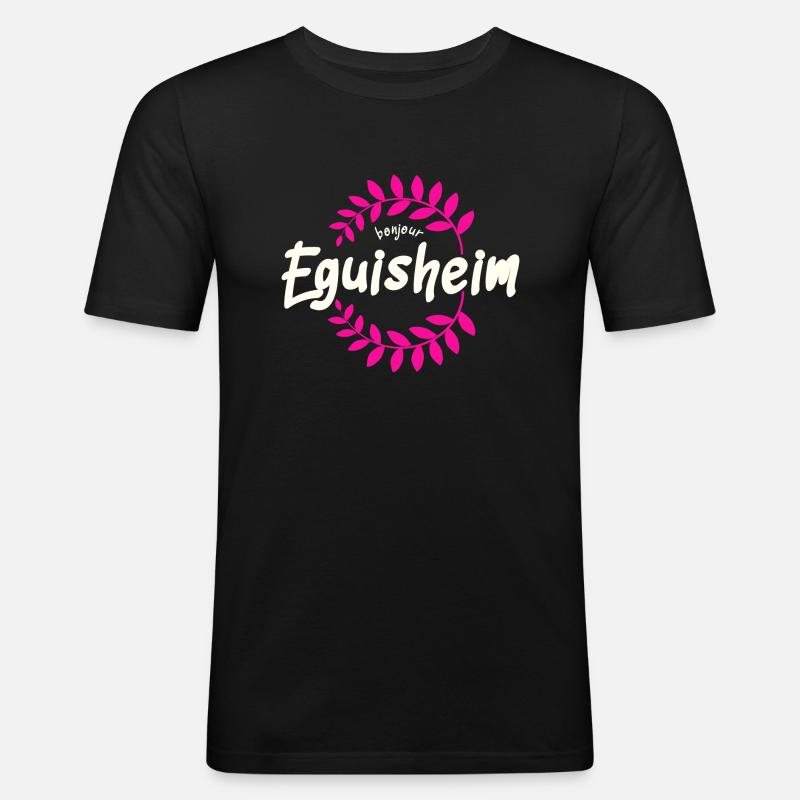 Eguisheim Text Frankreich - Männer Slim Fit T-Shirt - Schwarz