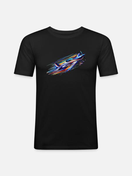 Kunstflugzeug - Männer Slim Fit T-Shirt - Schwarz
