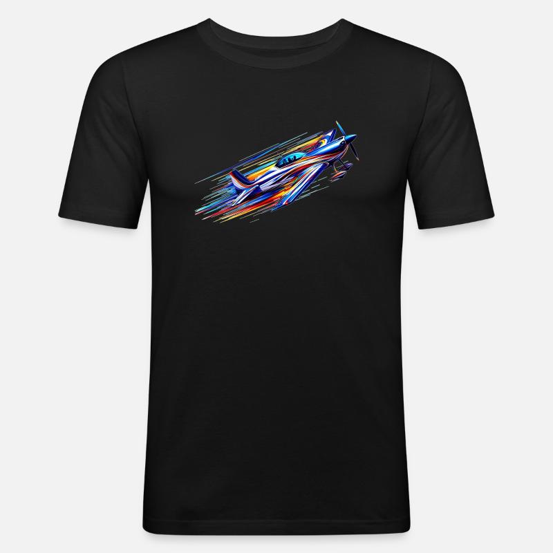 Kunstflugzeug - Männer Slim Fit T-Shirt - Schwarz