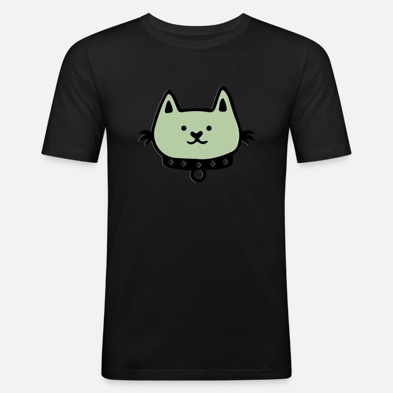 cat comic - Männer Slim Fit T-Shirt - Schwarz