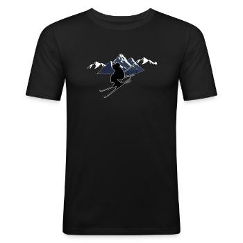 Skifahren - Männer Slim Fit T-Shirt - Schwarz - Vorne - Nik (191cm)