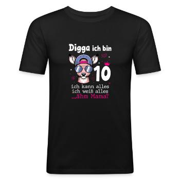 Digga Ich Bin 10 Kindergeburtstag Mädchen - Männer Slim Fit T-Shirt - Schwarz - Vorne - Nik (191cm)
