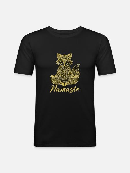 Namaste Fuchs Mandala Yoga Meditation - Männer Slim Fit T-Shirt - Schwarz