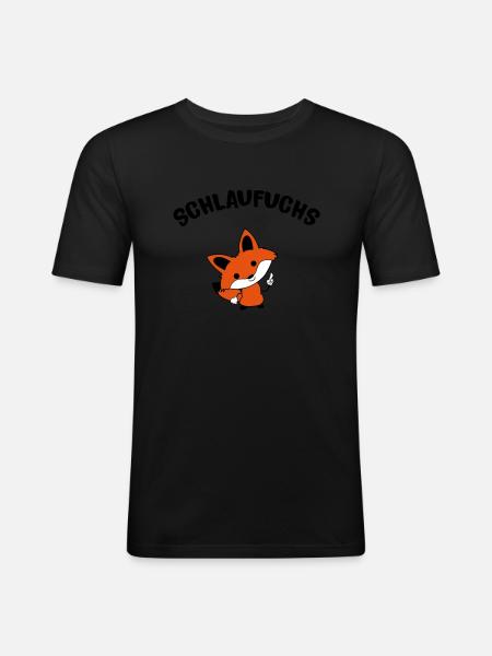 schlaufuchs_02 - Männer Slim Fit T-Shirt - Schwarz