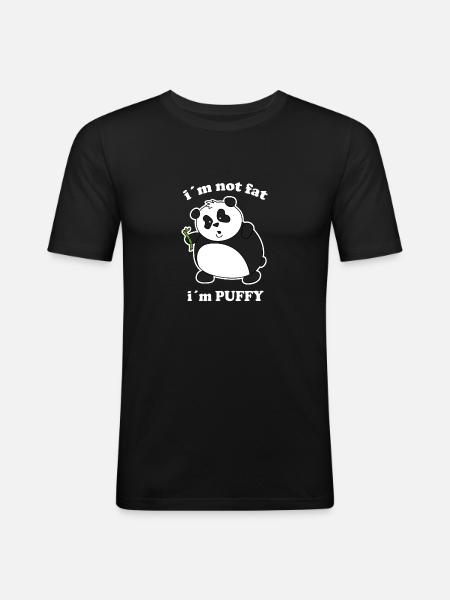 I am not fat panda - Men's Slim Fit T-Shirt - black