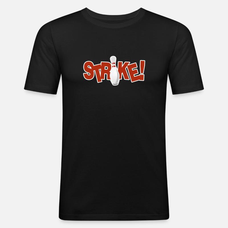 Bowling Strike - Männer Slim Fit T-Shirt - Schwarz