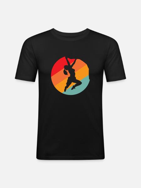 Fels klettern Frau - Männer Slim Fit T-Shirt - Schwarz