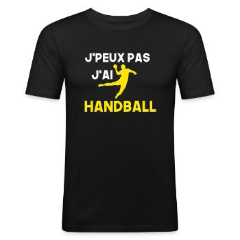 Je peux pas j'ai handball - T-shirt près du corps Homme - noir - Devant - Nik (191cm)