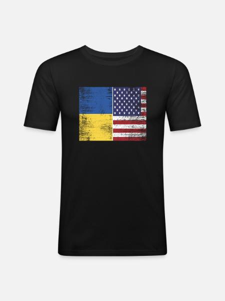 Ukraine - USA - Men's Slim Fit T-Shirt - black