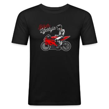 Motorcycle Lifestyle / Motorrad / Motorräder biker - Männer Slim Fit T-Shirt - Schwarz - Vorne - Nik (191cm)