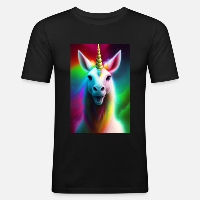 Einhorn - Männer Slim Fit T-Shirt - Schwarz