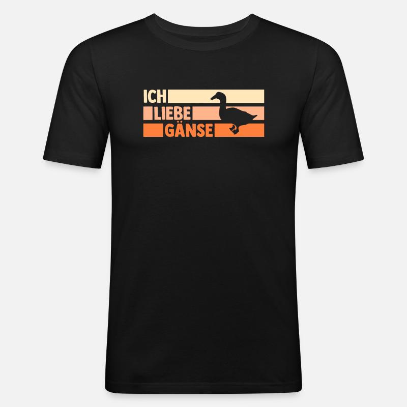 Gans Gänse - Männer Slim Fit T-Shirt - Schwarz