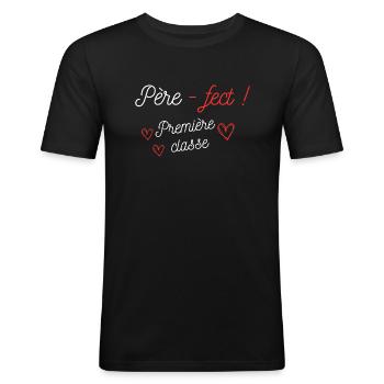 Père-fect ! Caporal (grade) - T-shirt près du corps Homme - noir - Devant - Nik (191cm)