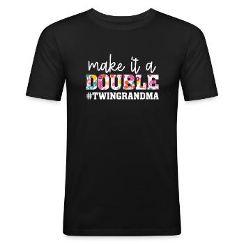 Faites-en un double jumeau grand-mère de jumeaux grand-mère - T-shirt près du corps Homme - noir - Devant - Nik (191cm)