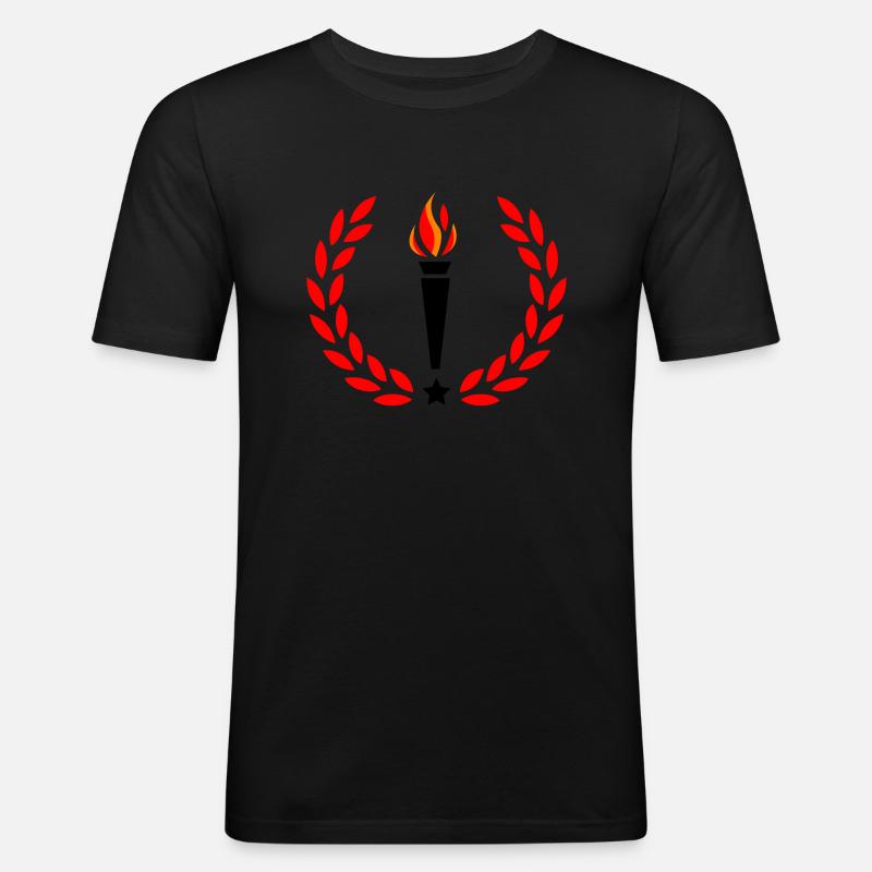 Feuer Fackel - Männer Slim Fit T-Shirt - Schwarz