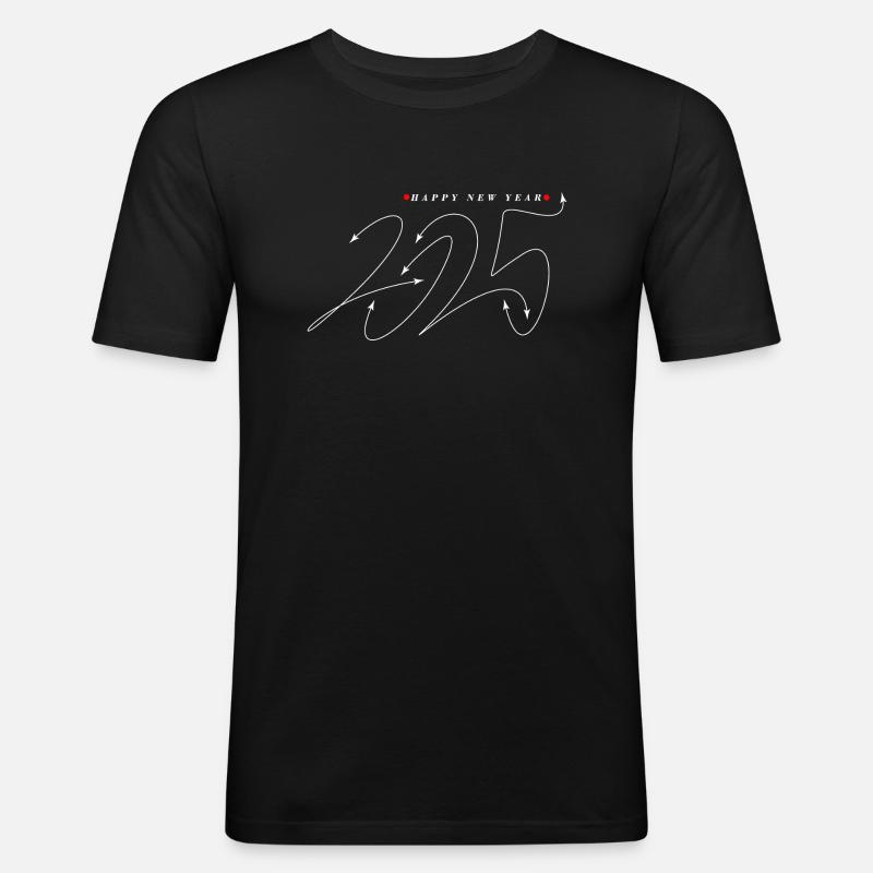 Neujahr 2025 Glück - Männer Slim Fit T-Shirt - Schwarz