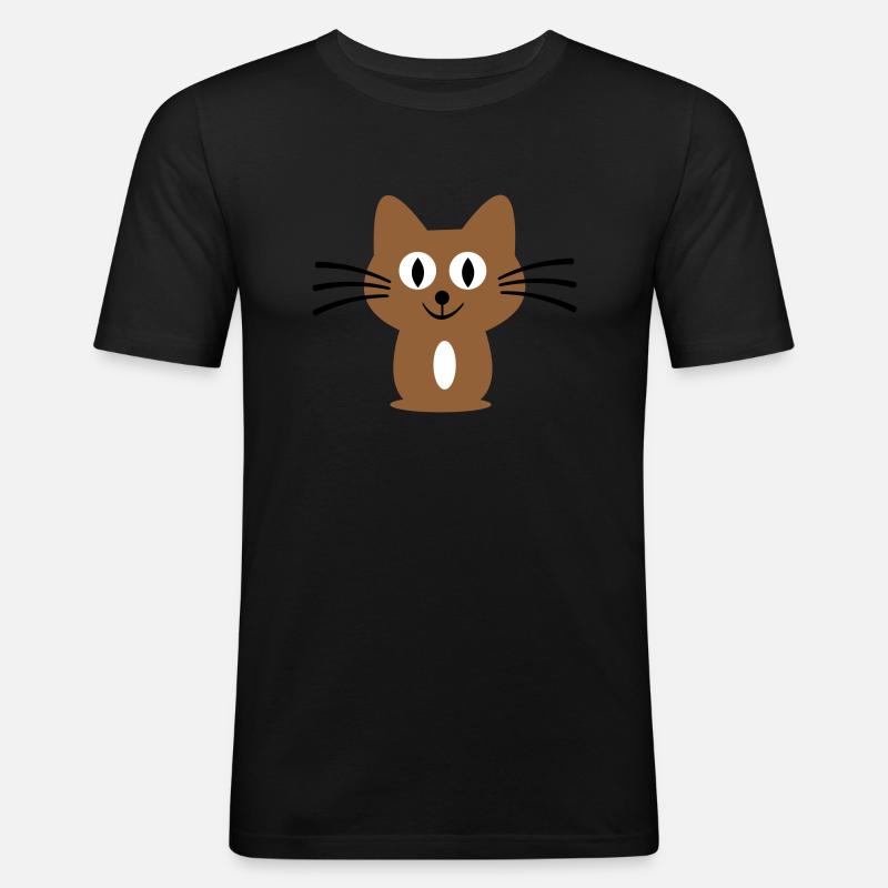 Katze - Männer Slim Fit T-Shirt - Schwarz
