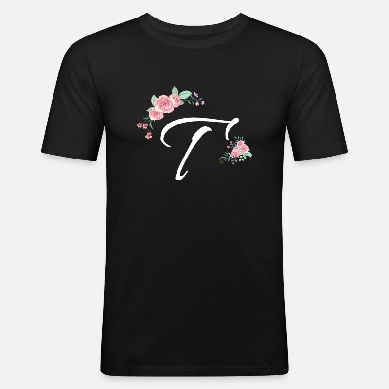 Brief und Blumen - Männer Slim Fit T-Shirt - Schwarz
