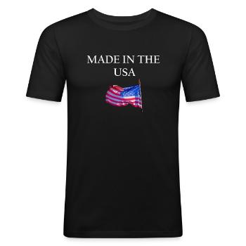 USA MADE IN THE USA AMERICA - Men's Slim Fit T-Shirt - black - Front - Nik (191cm)