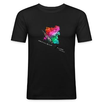 Klarinette - Männer Slim Fit T-Shirt - Schwarz - Vorne - Nik (191cm)