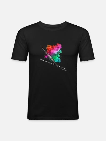 Oboe mit Farbexplosion - Männer Slim Fit T-Shirt - Schwarz