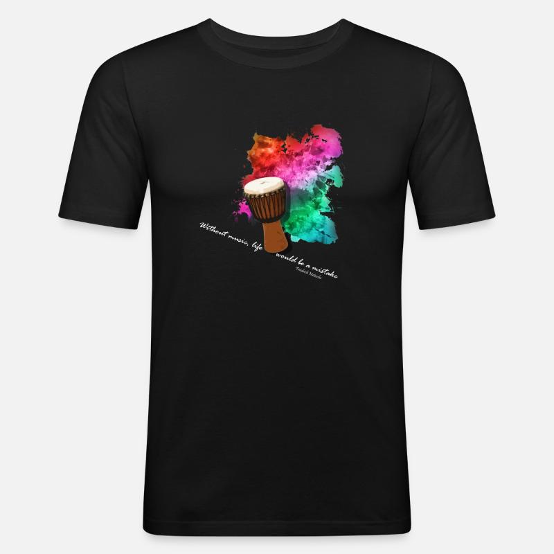 Djembe - Männer Slim Fit T-Shirt - Schwarz