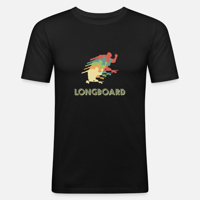Longboard Longboarder - Männer Slim Fit T-Shirt - Schwarz