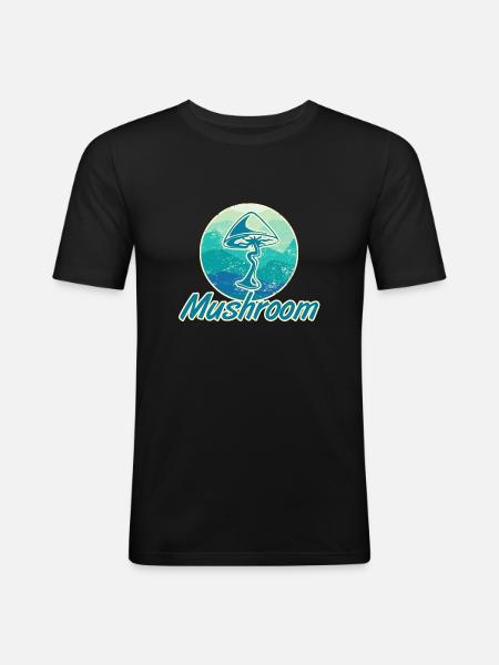 Pilze - Männer Slim Fit T-Shirt - Schwarz