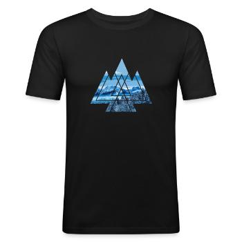 geometrie eisige welten dreieck natur - Männer Slim Fit T-Shirt - Schwarz - Vorne - Nik (191cm)