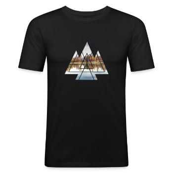 Landschaft natur Outdoor geometrie - Männer Slim Fit T-Shirt - Schwarz - Vorne - Nik (191cm)