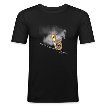 tuba musiker instrument - Männer Slim Fit T-Shirt - Schwarz - Vorne - Nik (191cm)