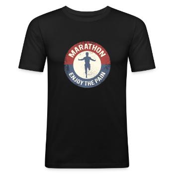 marathon - Männer Slim Fit T-Shirt - Schwarz - Vorne - Nik (191cm)