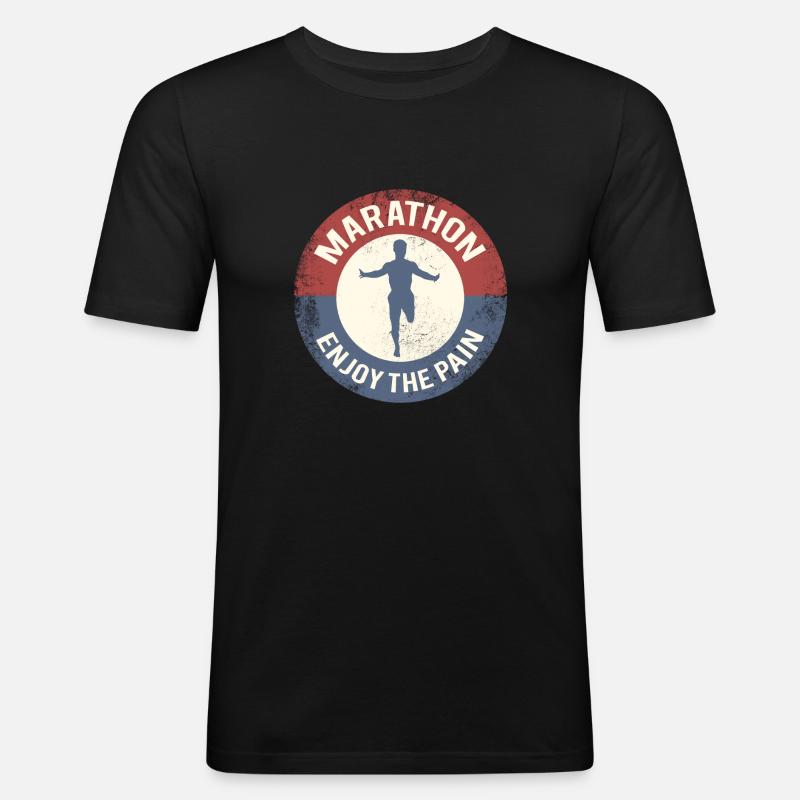 marathon - Männer Slim Fit T-Shirt - Schwarz