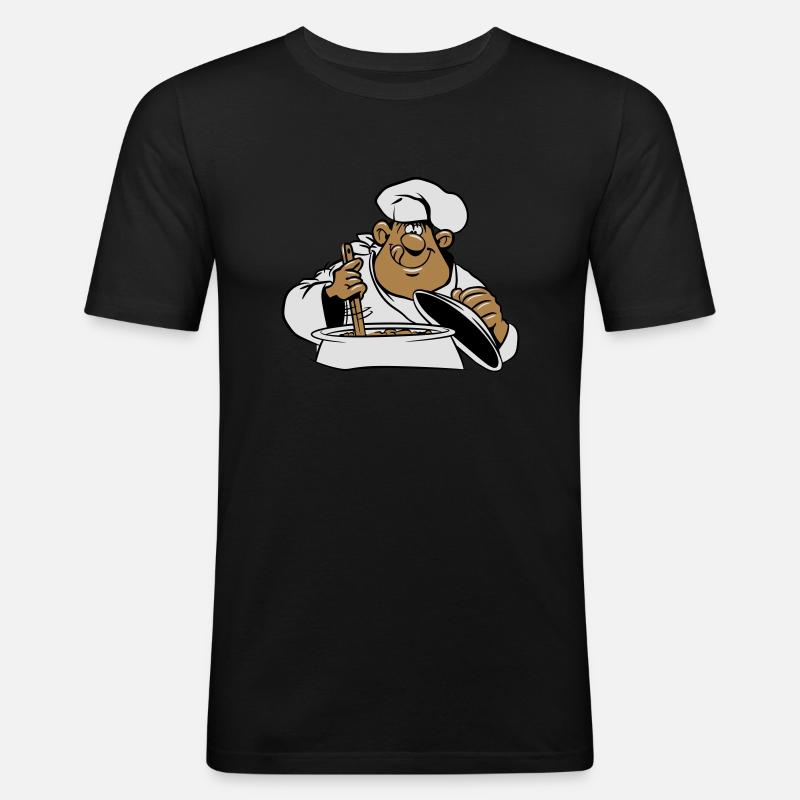 kochen koch comic witzig - Männer Slim Fit T-Shirt - Schwarz