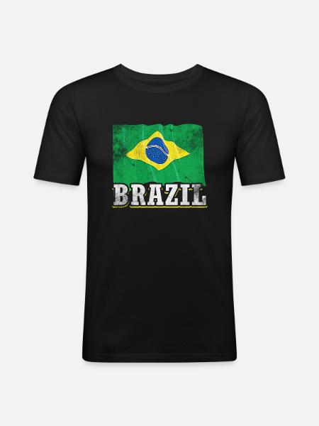 Drapeau du Brésil - T-shirt près du corps Homme - noir