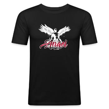 Angel - T-shirt près du corps Homme - noir - Devant - Nik (191cm)