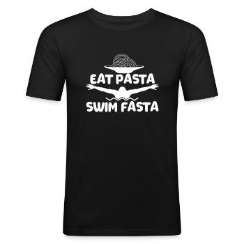 Eat Pasta Swim Fasta Schwimmer Schwimmsport - Männer Slim Fit T-Shirt - Schwarz - Vorne - Nik (191cm)