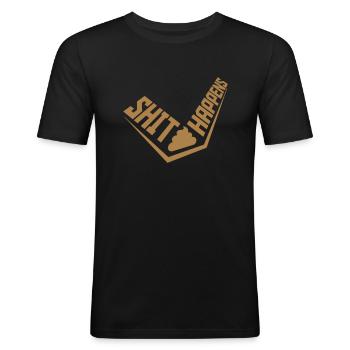 Joke Shit happens motto - Men's Slim Fit T-Shirt - black - Front - Nik (191cm)