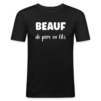 beauf de pere en fils - T-shirt près du corps Homme - noir - Devant - Nik (191cm)