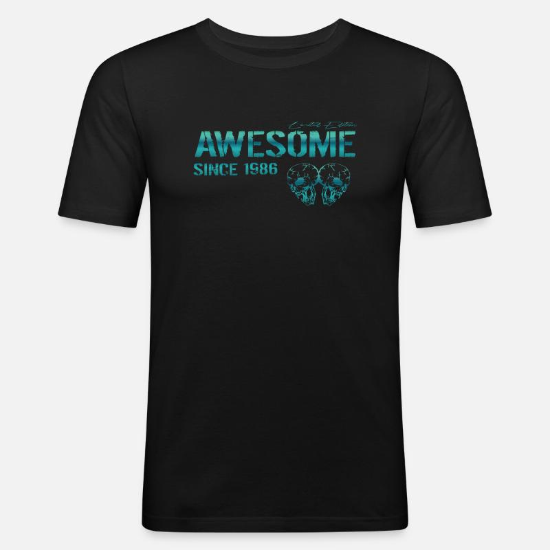 Awesome since 1986 Geschenk - Männer Slim Fit T-Shirt - Schwarz