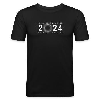 Eclipse totale de Soleil Wellington Maine 8 avril 2024 - T-shirt près du corps Homme - noir - Devant - Nik (191cm)