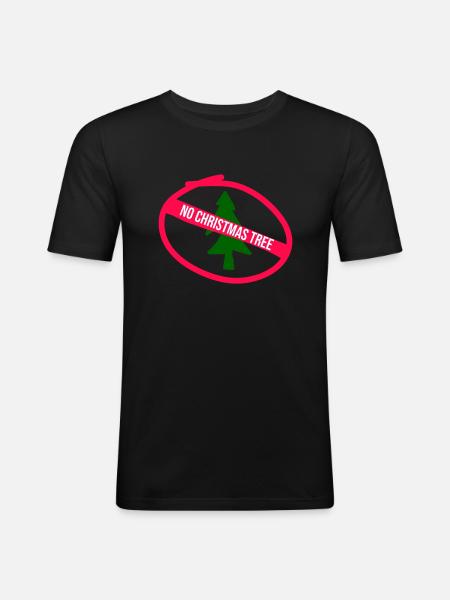 No Christmas Tree - Männer Slim Fit T-Shirt - Schwarz