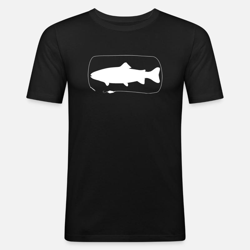Forelle mit Spoon - Männer Slim Fit T-Shirt - Schwarz